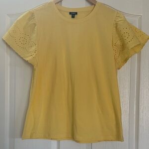 Express Yellow Eyelet Sleeve Short Sleeve Tee
